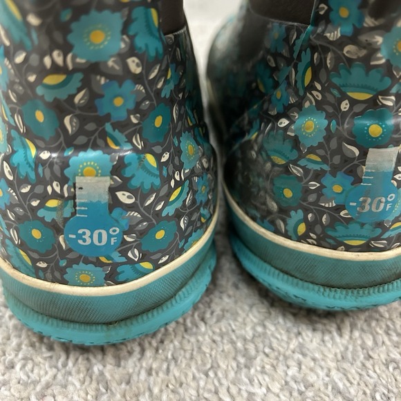 BOGS Youth Classic Floral Boots Kids Youth Size 2 Teal Insulated Waterproof Boot - Picture 6 of 11